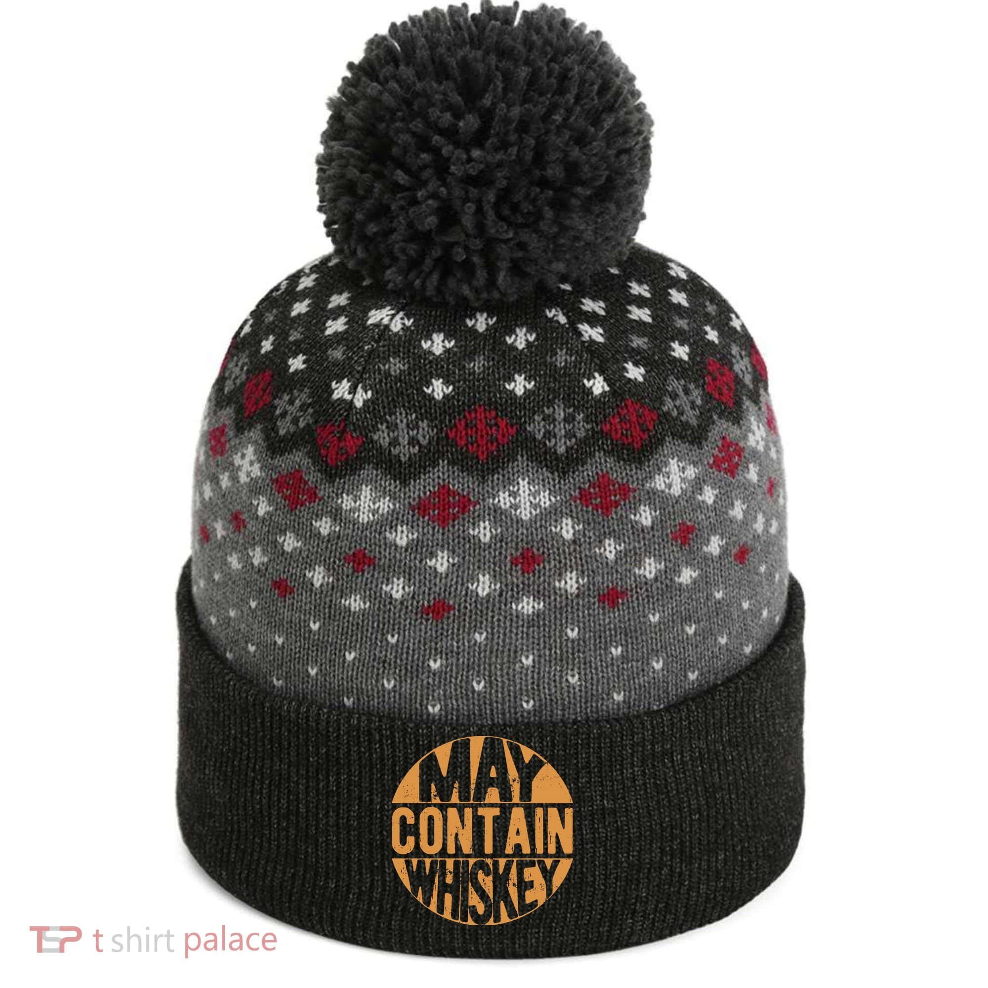Sarcastic Whiskey May Contain Whiskey Lover Funny Whiskey The Baniff Cuffed Pom Beanie