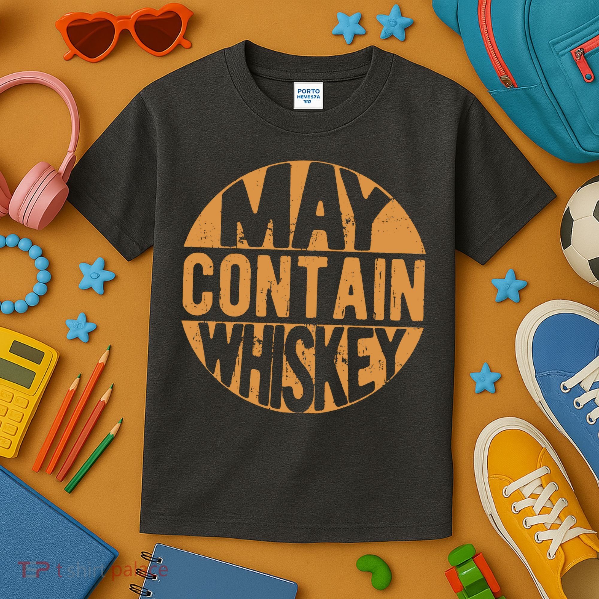 Sarcastic Whiskey May Contain Whiskey Lover Funny Whiskey Kids T-Shirt