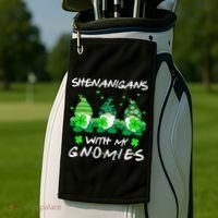 Shenanigans With My Gnomies Shamrock St Patricks Day Golf Towel thumb 2