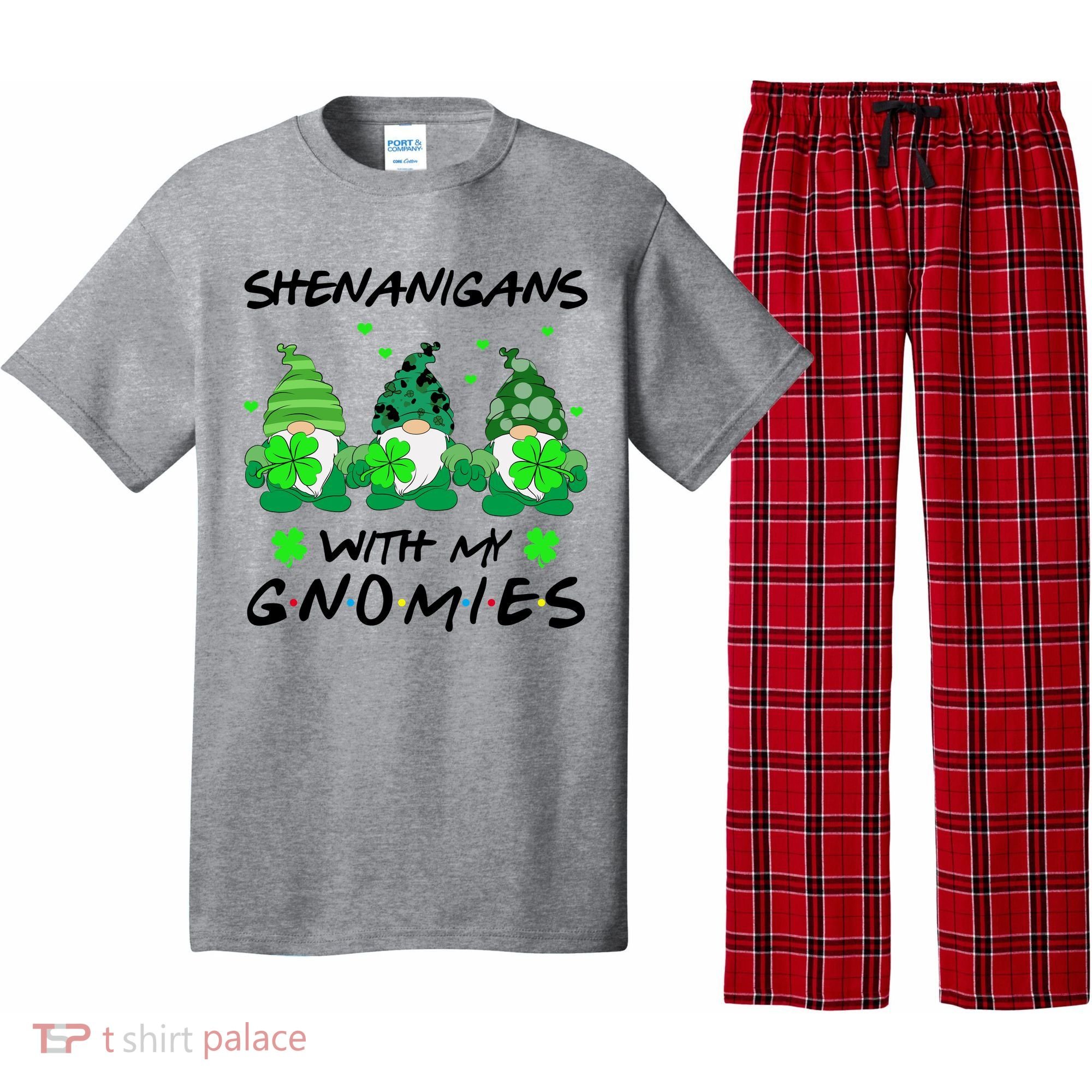 Shenanigans With My Gnomies Shamrock St Patricks Day Pajama Set