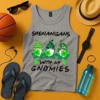 Shenanigans With My Gnomies Shamrock St Patricks Day Tank Top thumb 4