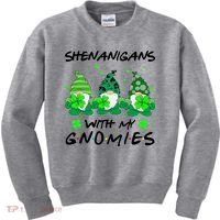 Shenanigans With My Gnomies Shamrock St Patricks Day Kids Sweatshirt thumb 0