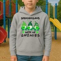 Shenanigans With My Gnomies Shamrock St Patricks Day Kids Hoodie thumb 2