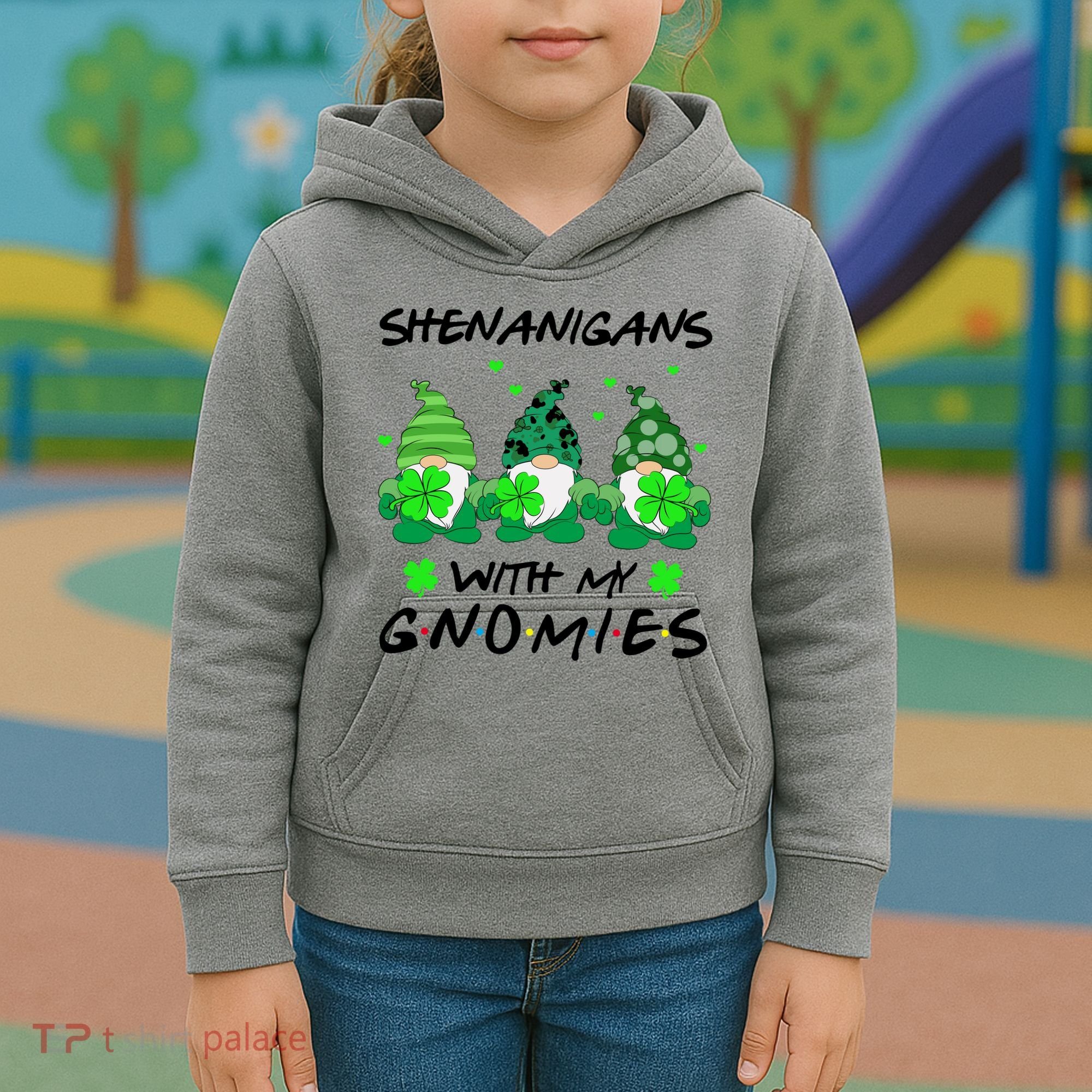 Shenanigans With My Gnomies Shamrock St Patricks Day Kids Hoodie