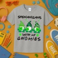 Shenanigans With My Gnomies Shamrock St Patricks Day Kids T-Shirt thumb 3