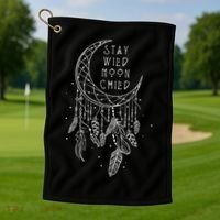 Stay Wild Moon Gift Child Dream Catcher Gift Golf Towel thumb 1