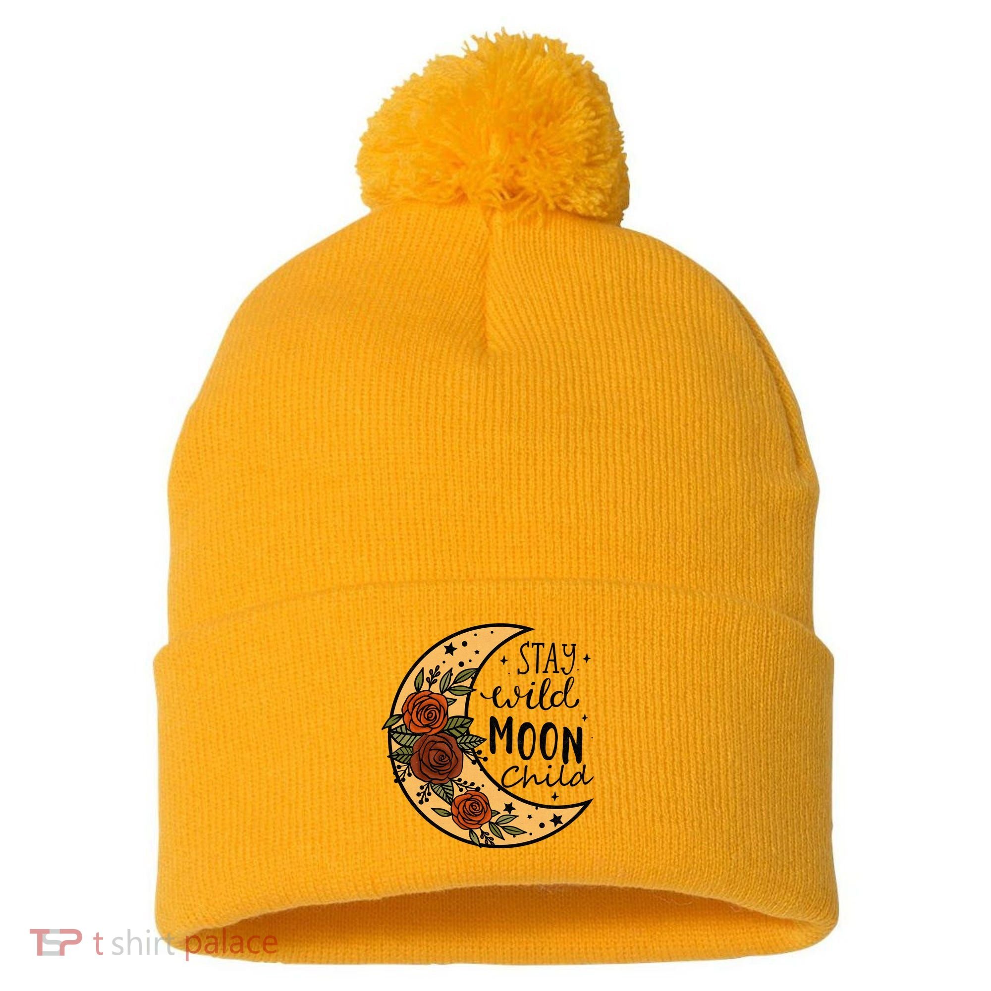 Stay Wild Moon Child Pom Pom 12in Knit Beanie