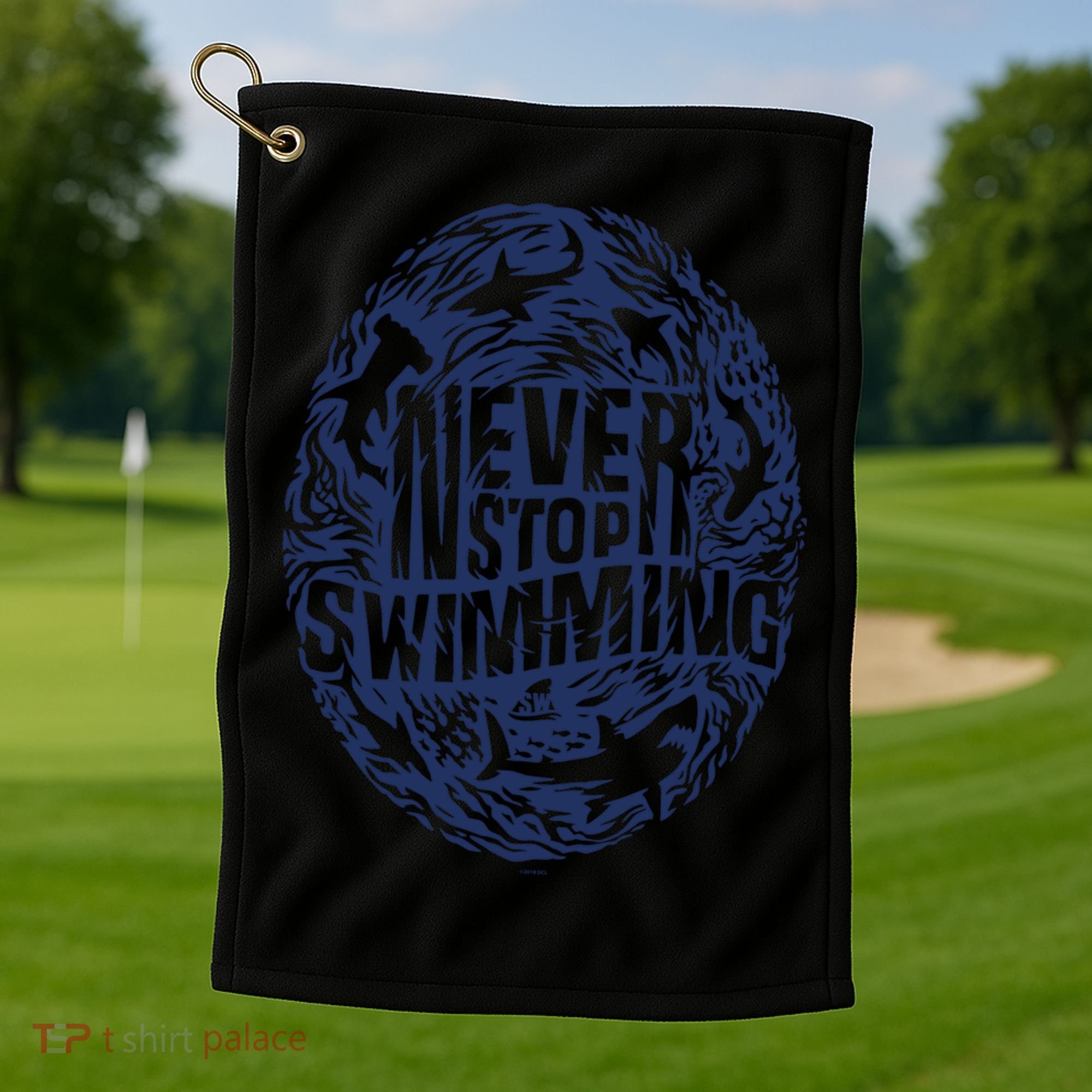 Shark Week: Never Stop Swimming Gift Golf Towel