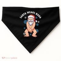 Santa Wears Nada Funny Christmas USA-Made Doggie Bandana thumb 0