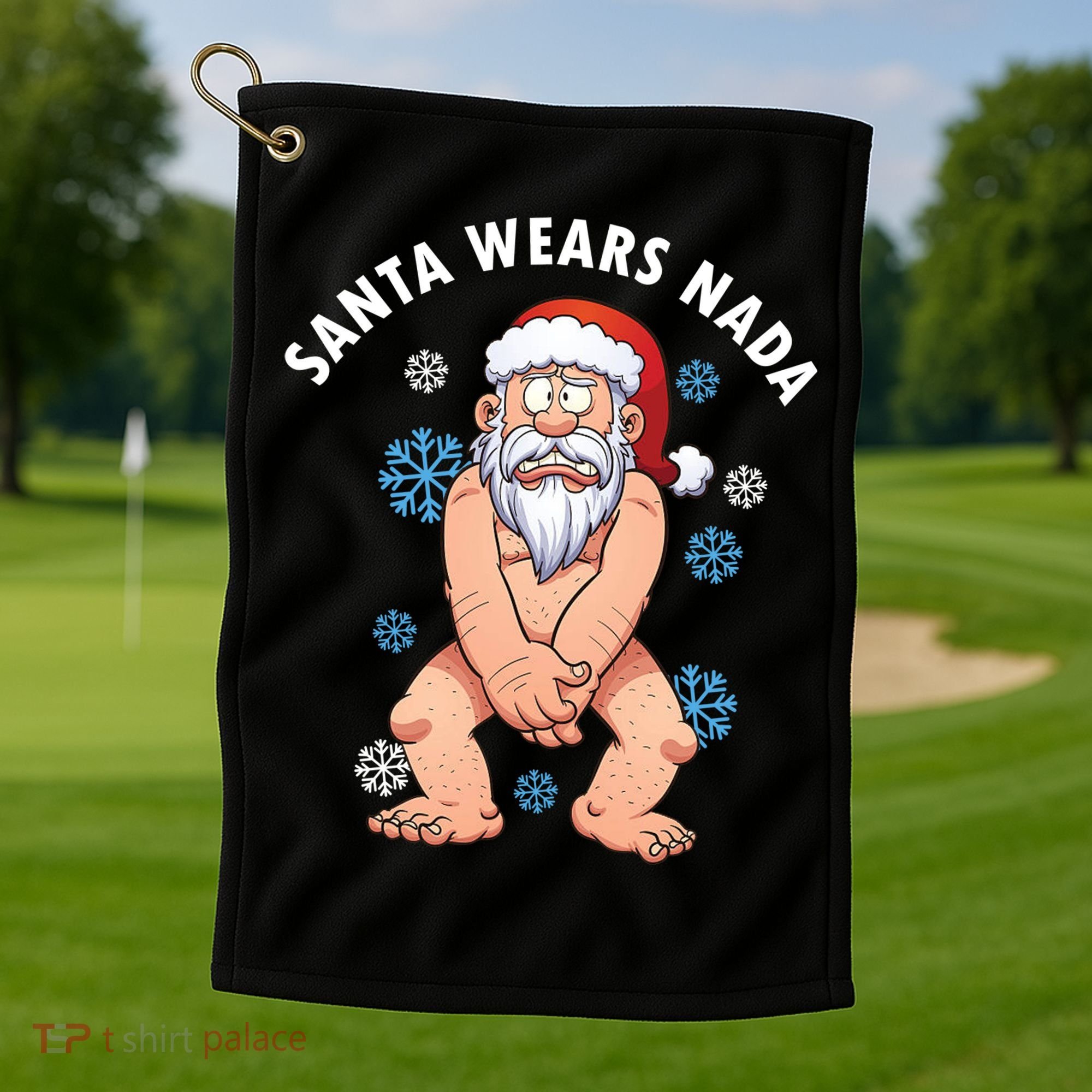Santa Wears Nada Funny Christmas Golf Towel