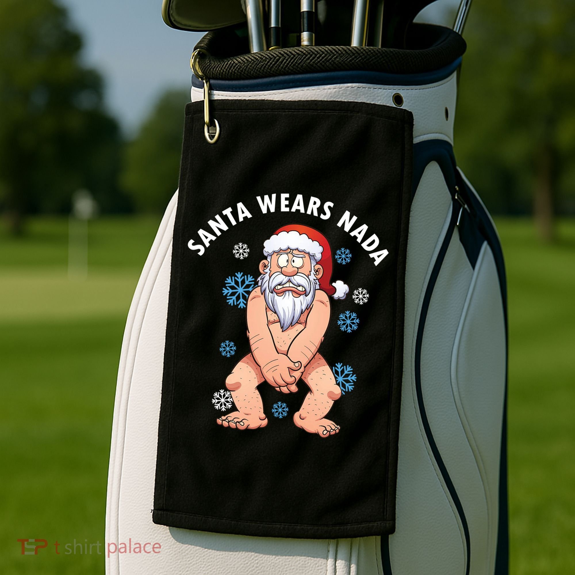 Santa Wears Nada Funny Christmas Golf Towel