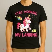Still Working On My Landing Injury Broken Arm Cute Unicorn T-Shirt thumb 3