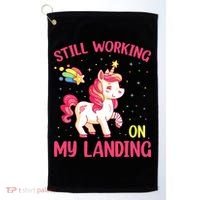 Still Working On My Landing Injury Broken Arm Cute Unicorn Golf Towel thumb 0