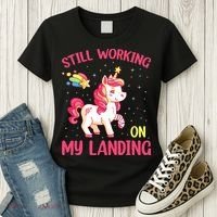 Still Working On My Landing Injury Broken Arm Cute Unicorn Women's T-Shirt thumb 3