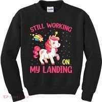 Still Working On My Landing Injury Broken Arm Cute Unicorn Kids Sweatshirt thumb 0