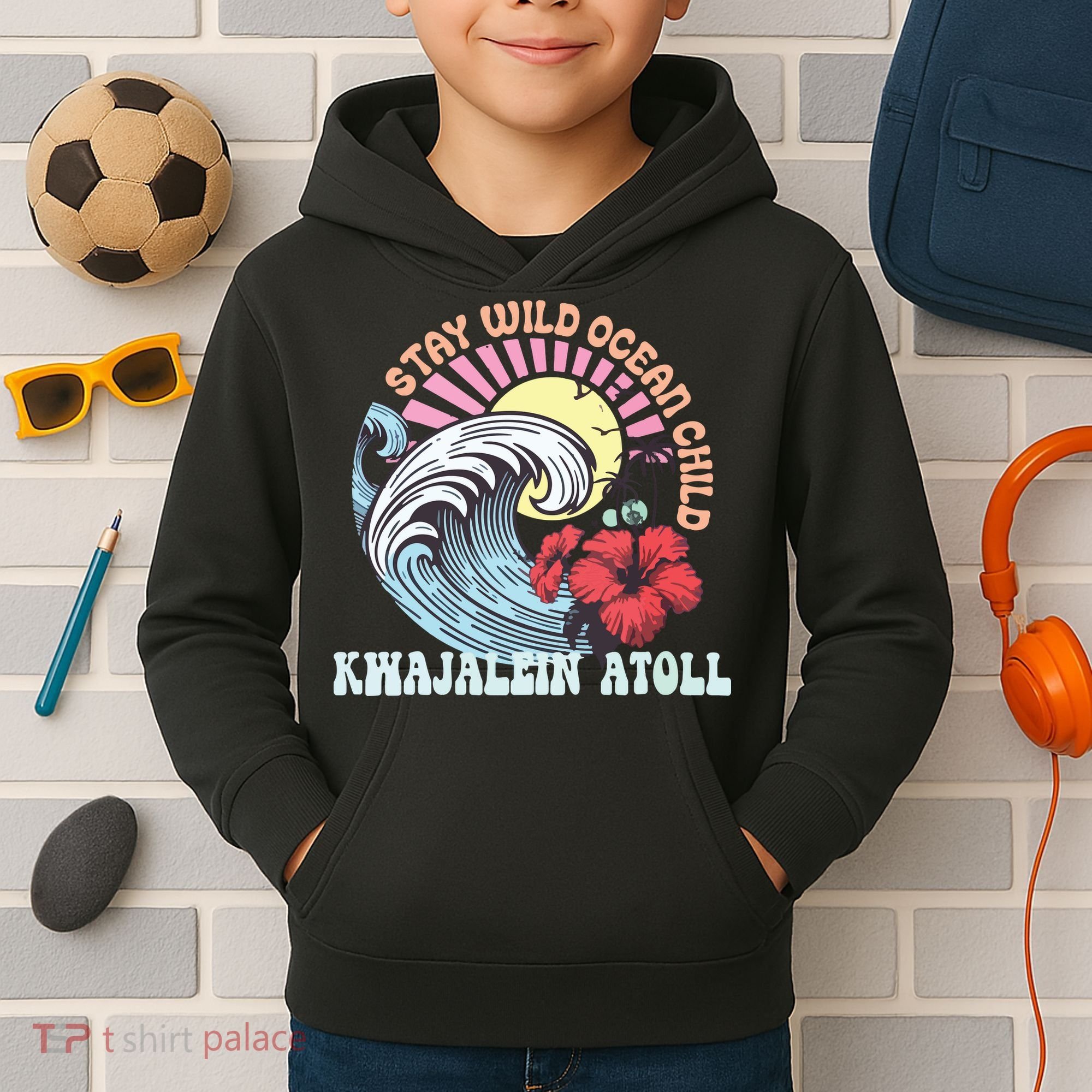 Stay Wild Ocean Child Kwajalein Atoll Kids Hoodie
