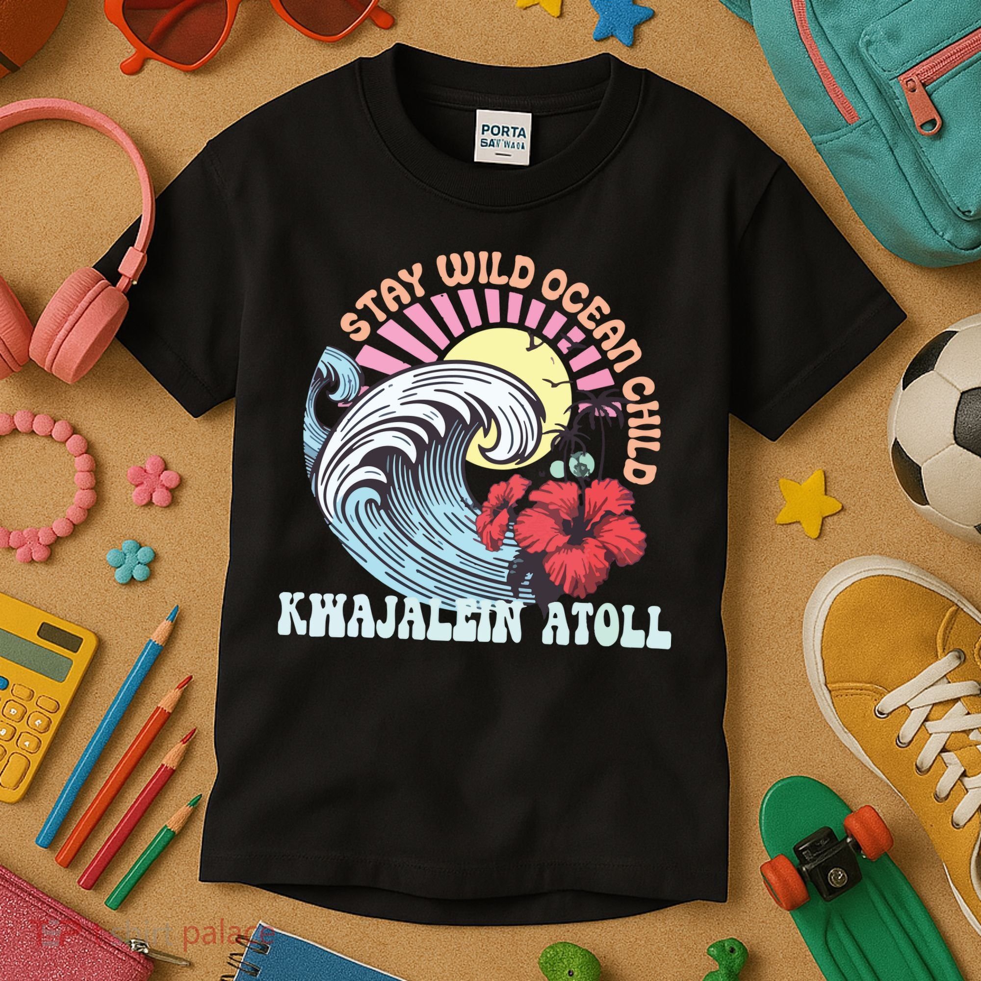 Stay Wild Ocean Child Kwajalein Atoll Kids T-Shirt