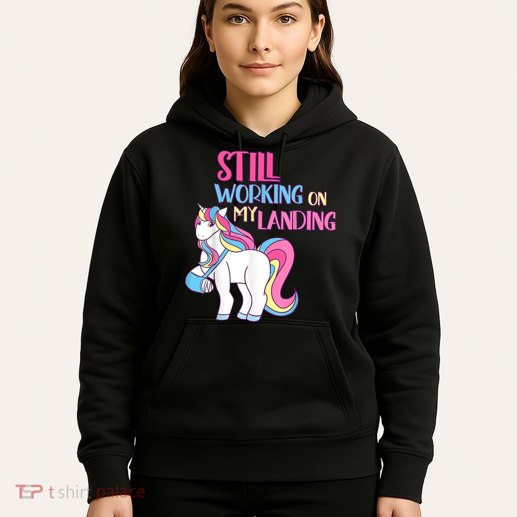Still Working On My Landing Injury Broken Arm Cute Unicorn Hoodie