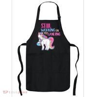 Still Working On My Landing Injury Broken Arm Cute Unicorn Apron thumb 0
