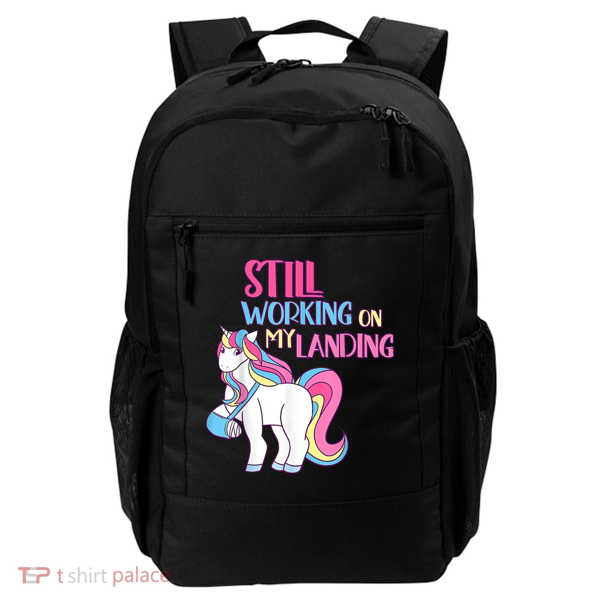Still Working On My Landing Injury Broken Arm Cute Unicorn Backpack