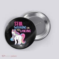 Still Working On My Landing Injury Broken Arm Cute Unicorn Button thumb 0