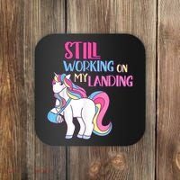 Still Working On My Landing Injury Broken Arm Cute Unicorn Coaster thumb 0
