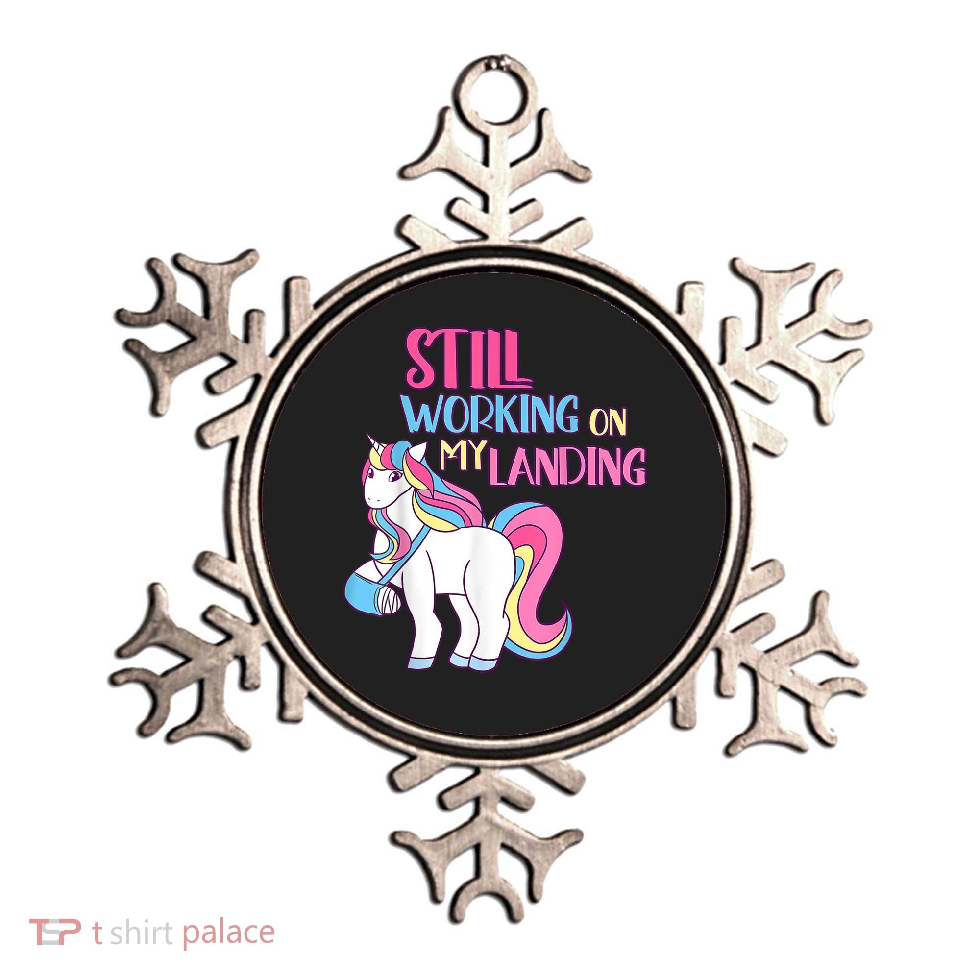 Still Working On My Landing Injury Broken Arm Cute Unicorn Ornament