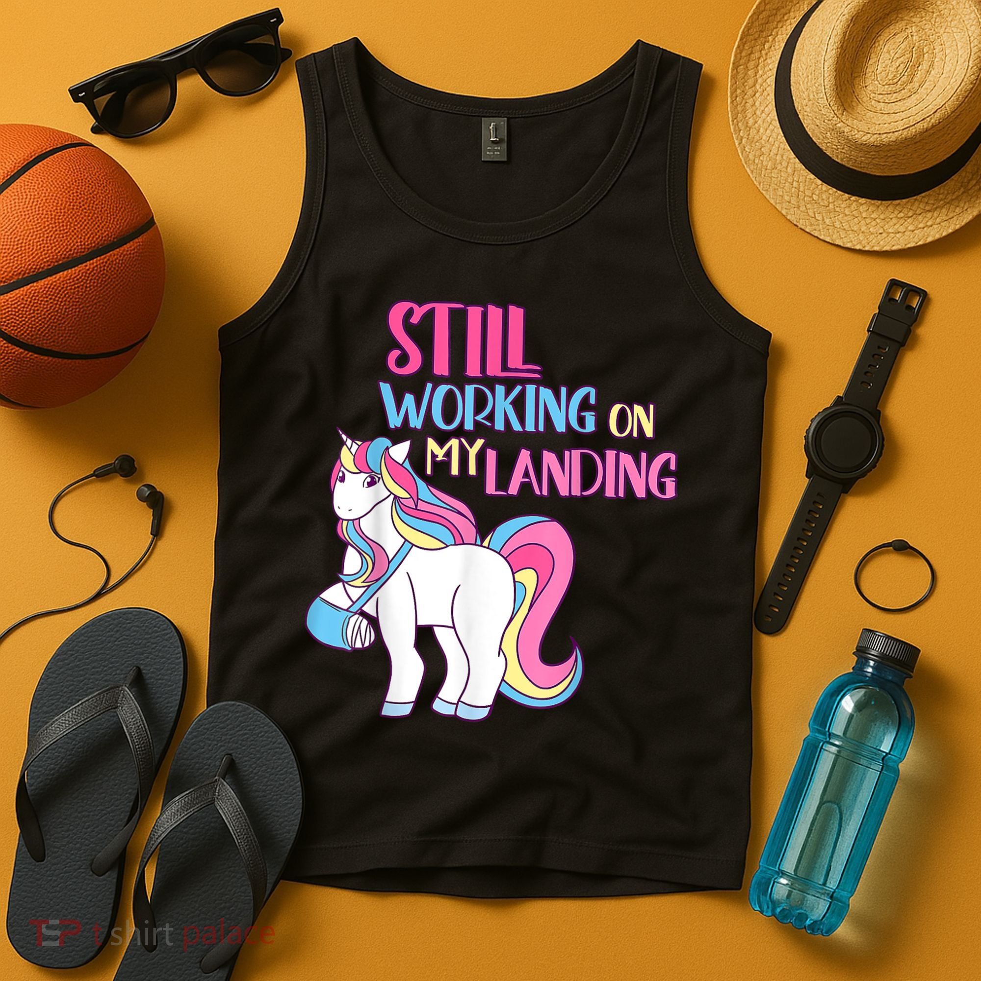 Still Working On My Landing Injury Broken Arm Cute Unicorn Tank Top