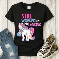 Still Working On My Landing Injury Broken Arm Cute Unicorn Women's T-Shirt thumb 3