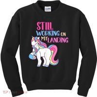 Still Working On My Landing Injury Broken Arm Cute Unicorn Kids Sweatshirt thumb 0
