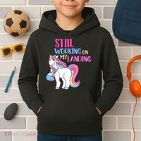 Still Working On My Landing Injury Broken Arm Cute Unicorn Kids Hoodie thumb 2