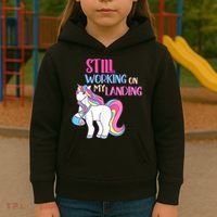 Still Working On My Landing Injury Broken Arm Cute Unicorn Kids Hoodie thumb 3