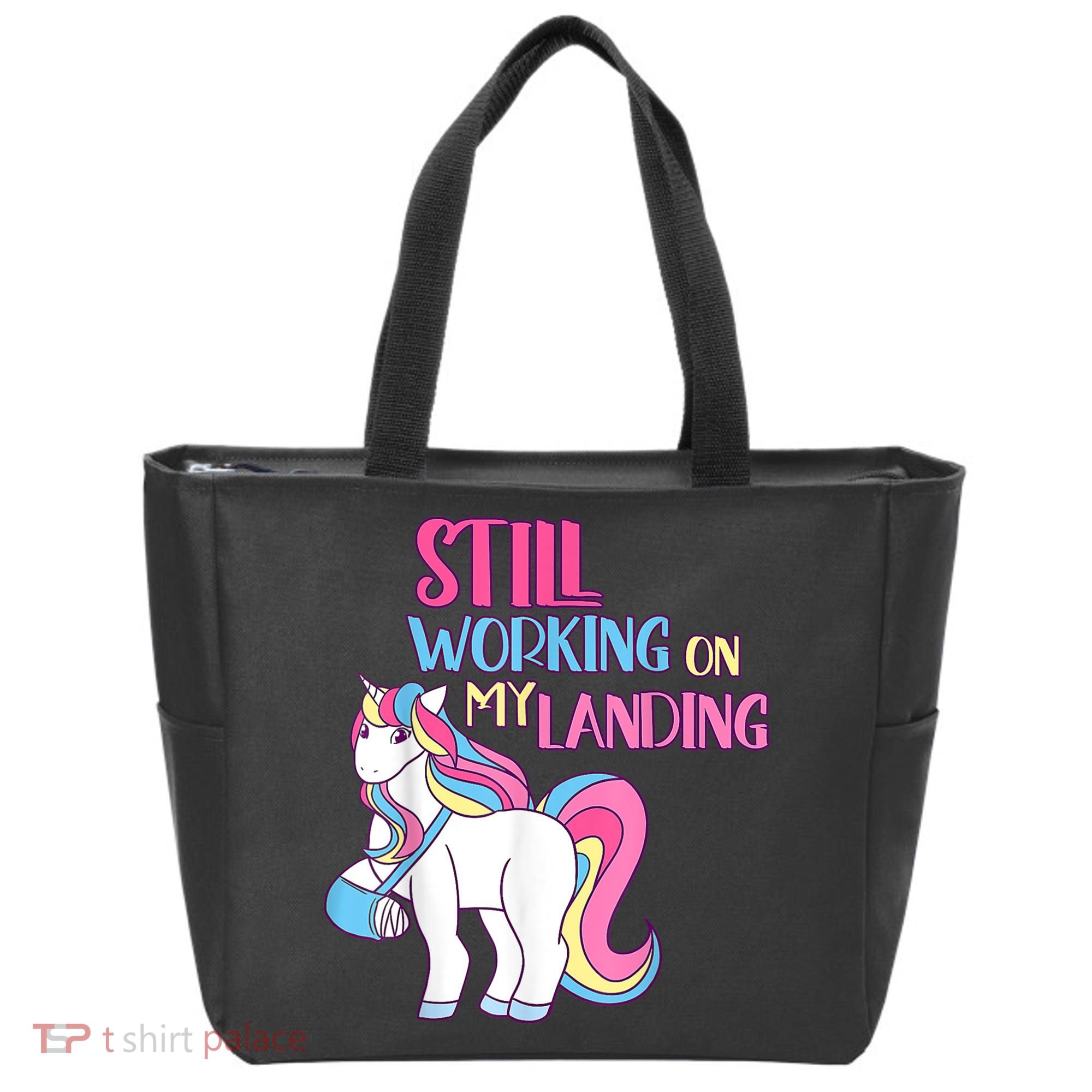 Still Working On My Landing Injury Broken Arm Cute Unicorn Tote Bag