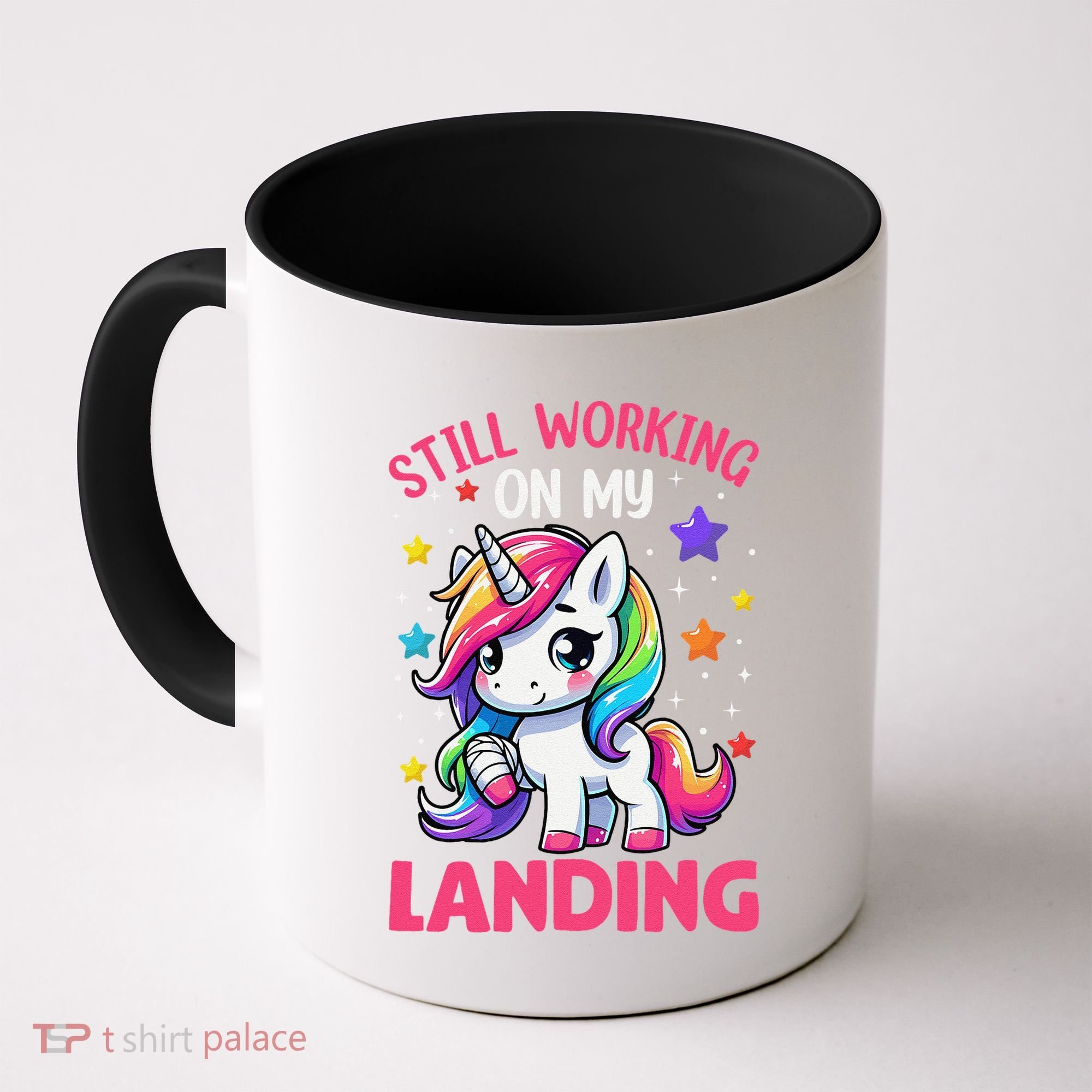 Still Working On My Landing Injury Broken Arm Cute Unicorn Coffee Mug