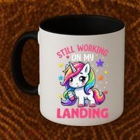 Still Working On My Landing Injury Broken Arm Cute Unicorn Coffee Mug thumb 2