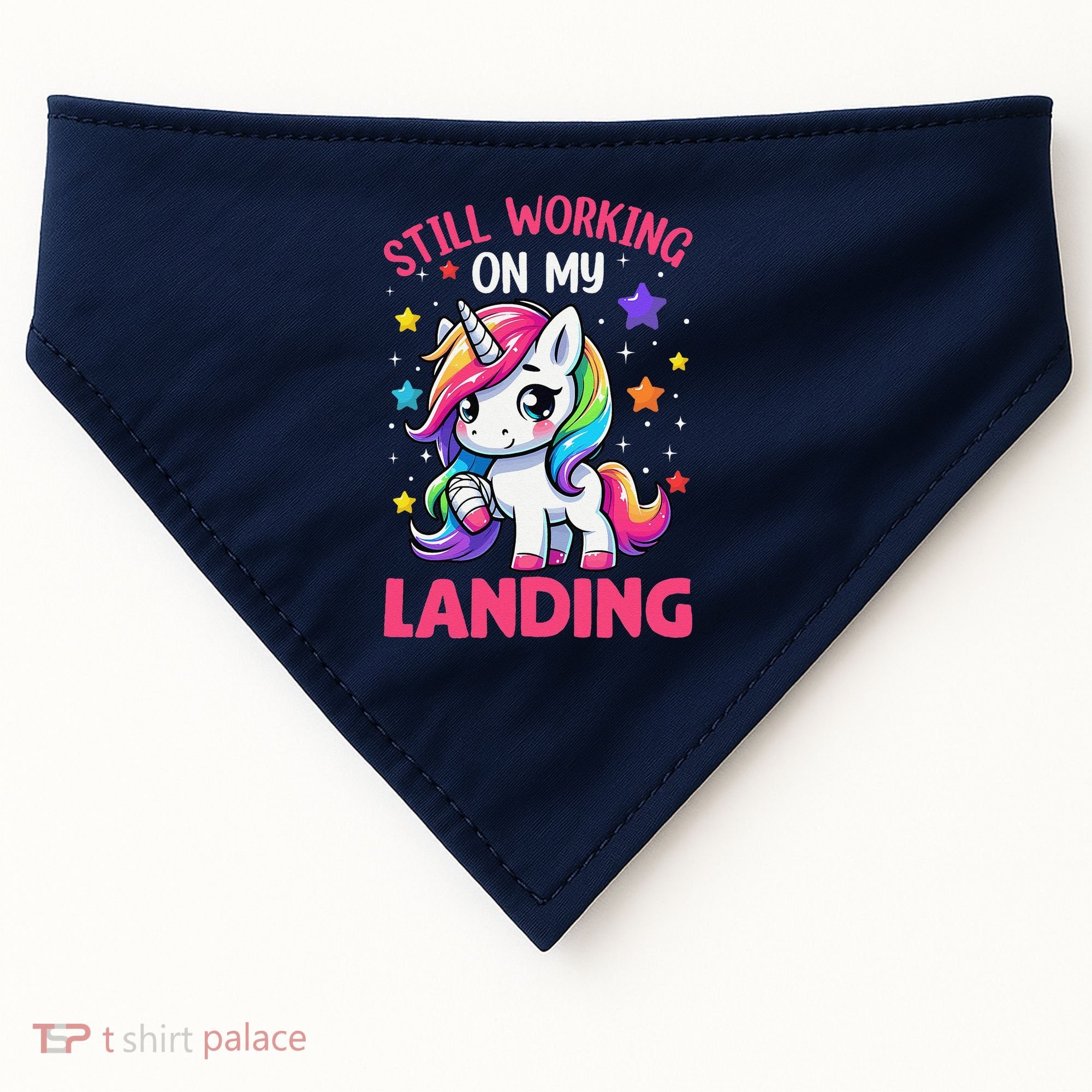 Still Working On My Landing Injury Broken Arm Cute Unicorn USA-Made Doggie Bandana