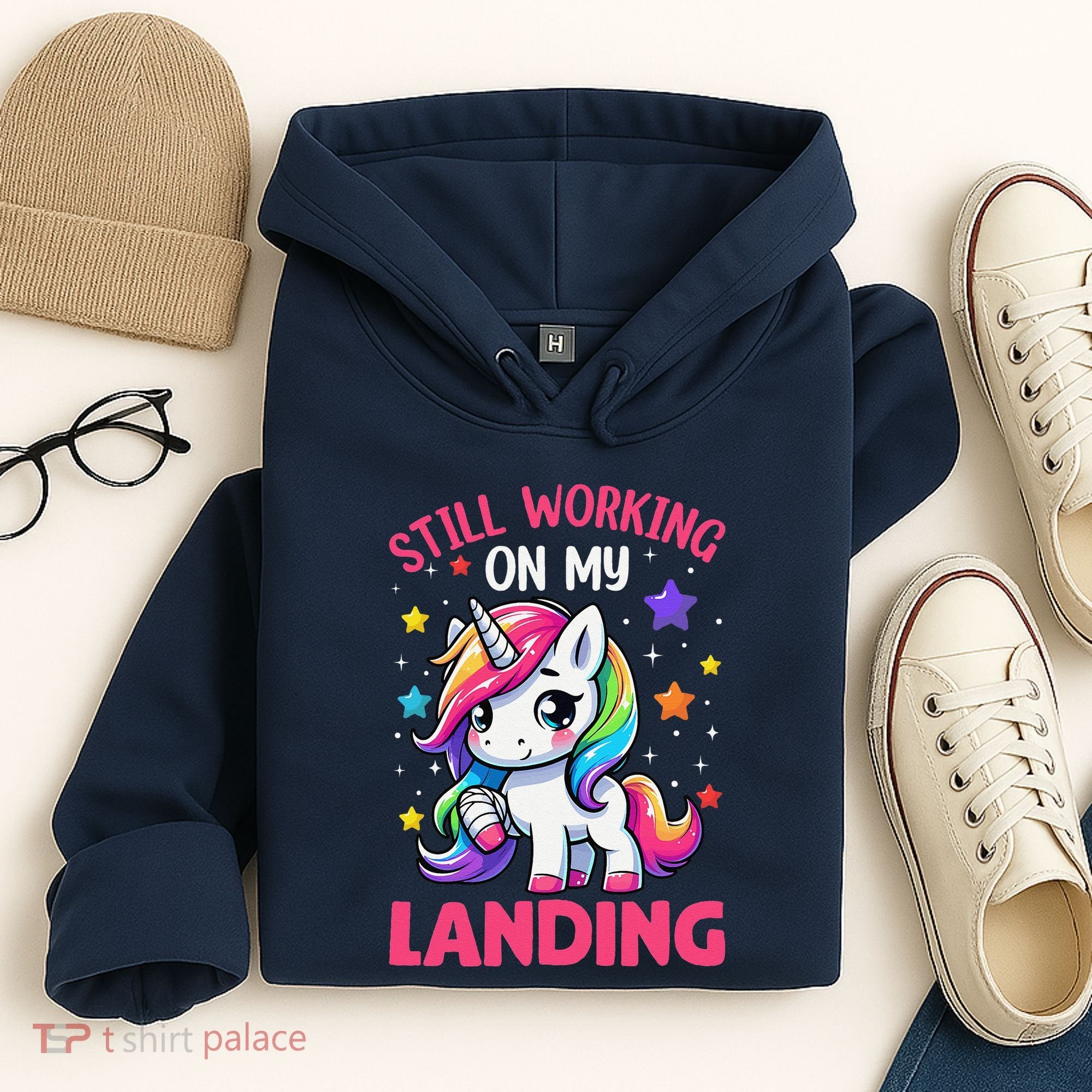 Still Working On My Landing Injury Broken Arm Cute Unicorn Hoodie