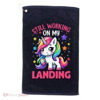 Still Working On My Landing Injury Broken Arm Cute Unicorn Golf Towel thumb 0