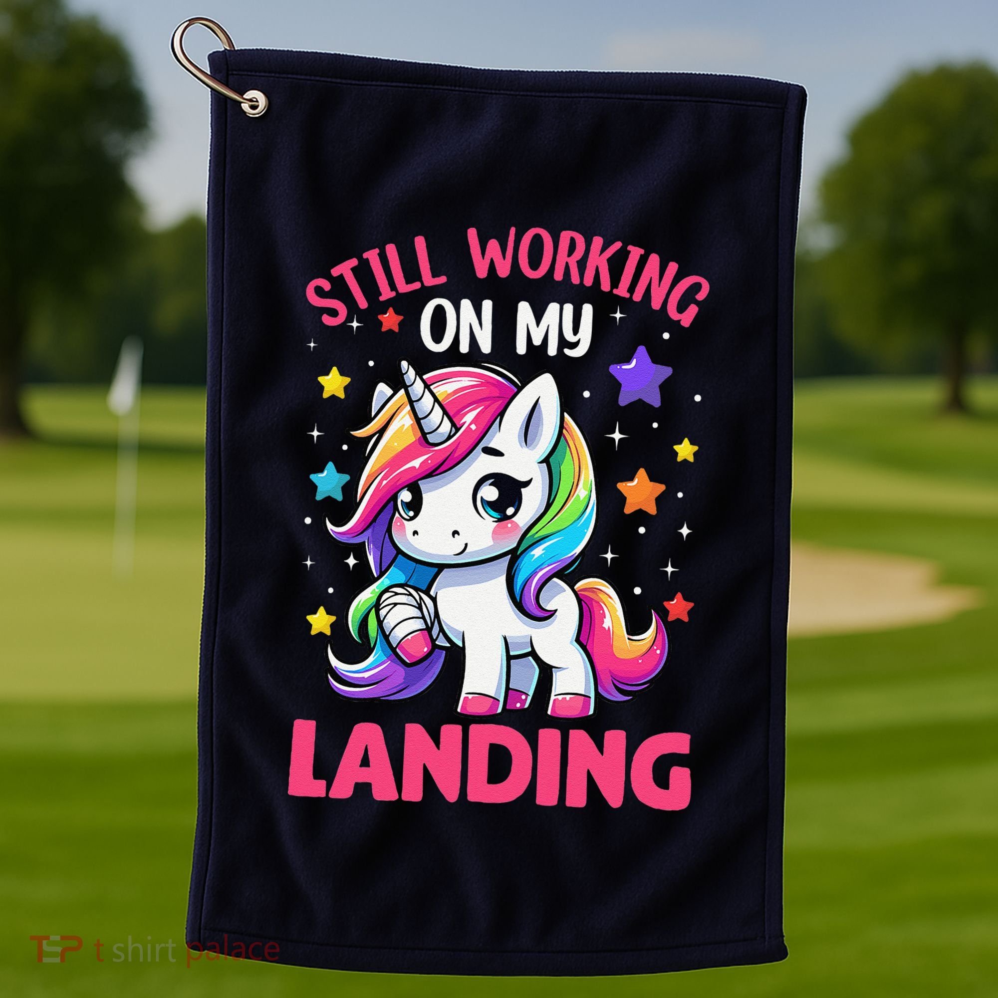 Still Working On My Landing Injury Broken Arm Cute Unicorn Golf Towel