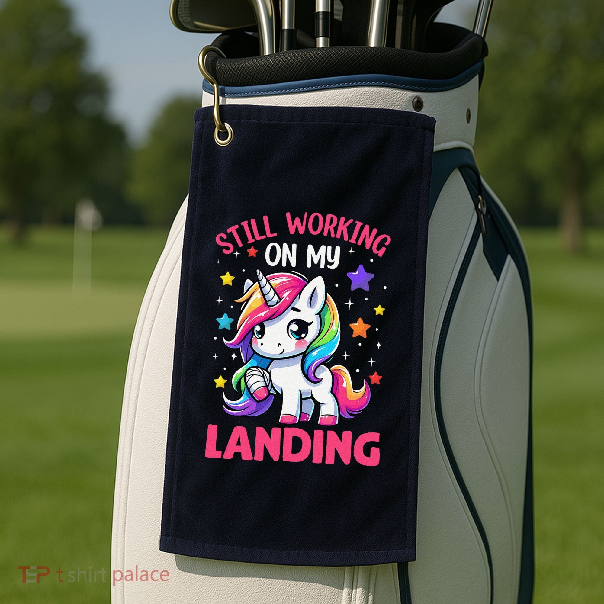Still Working On My Landing Injury Broken Arm Cute Unicorn Golf Towel
