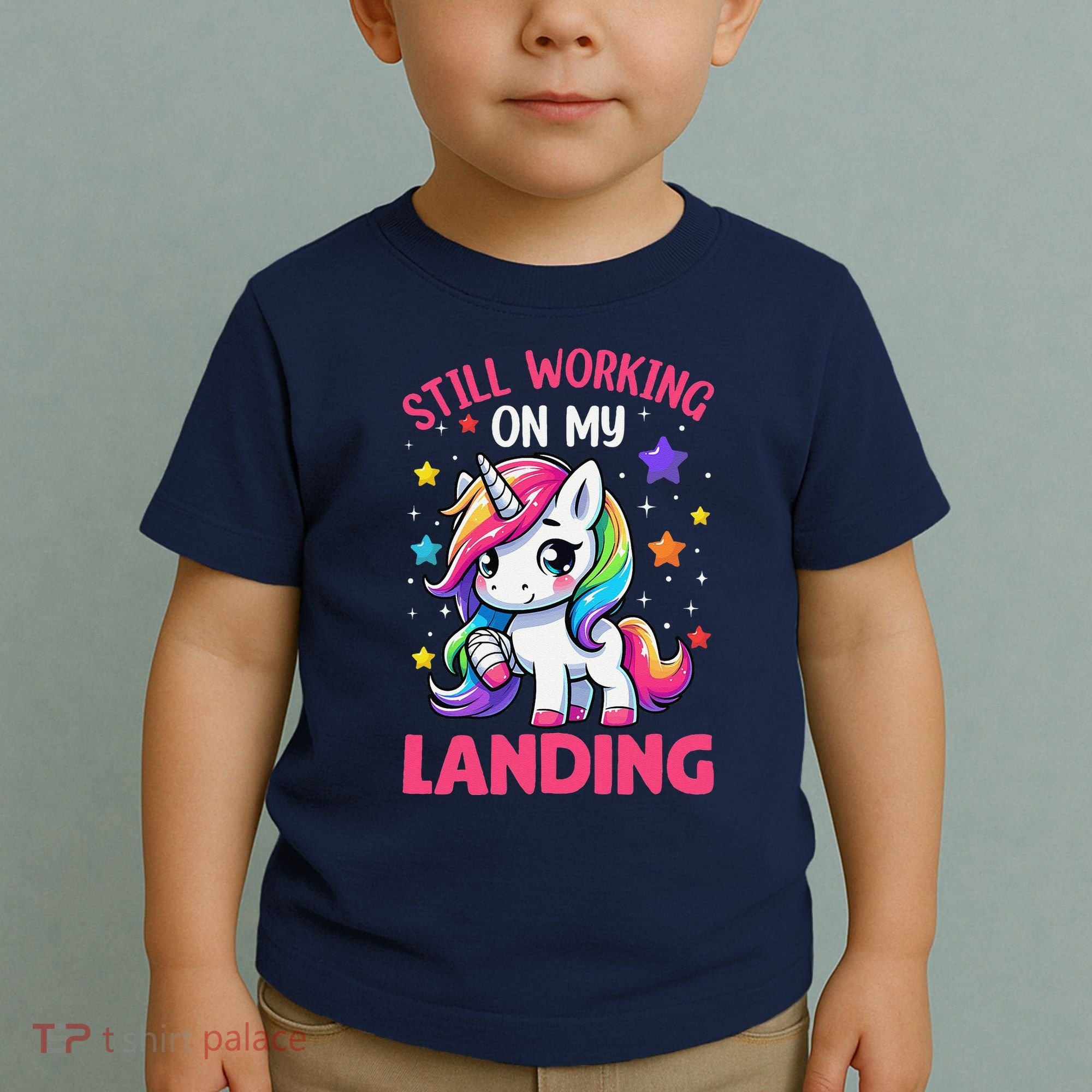 Still Working On My Landing Injury Broken Arm Cute Unicorn Toddler T-Shirt