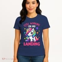 Still Working On My Landing Injury Broken Arm Cute Unicorn Women's T-Shirt thumb 4