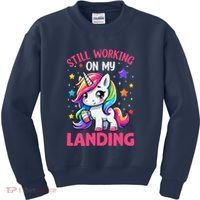 Still Working On My Landing Injury Broken Arm Cute Unicorn Kids Sweatshirt thumb 0