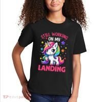 Still Working On My Landing Injury Broken Arm Cute Unicorn Kids T-Shirt thumb 2
