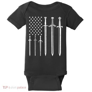 Sword American Flag Baby Bodysuit
