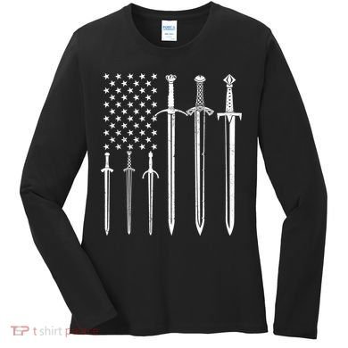 Sword American Flag Women's Long Sleeve Shirt