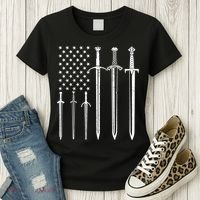 Sword American Flag Women's T-Shirt thumb 3