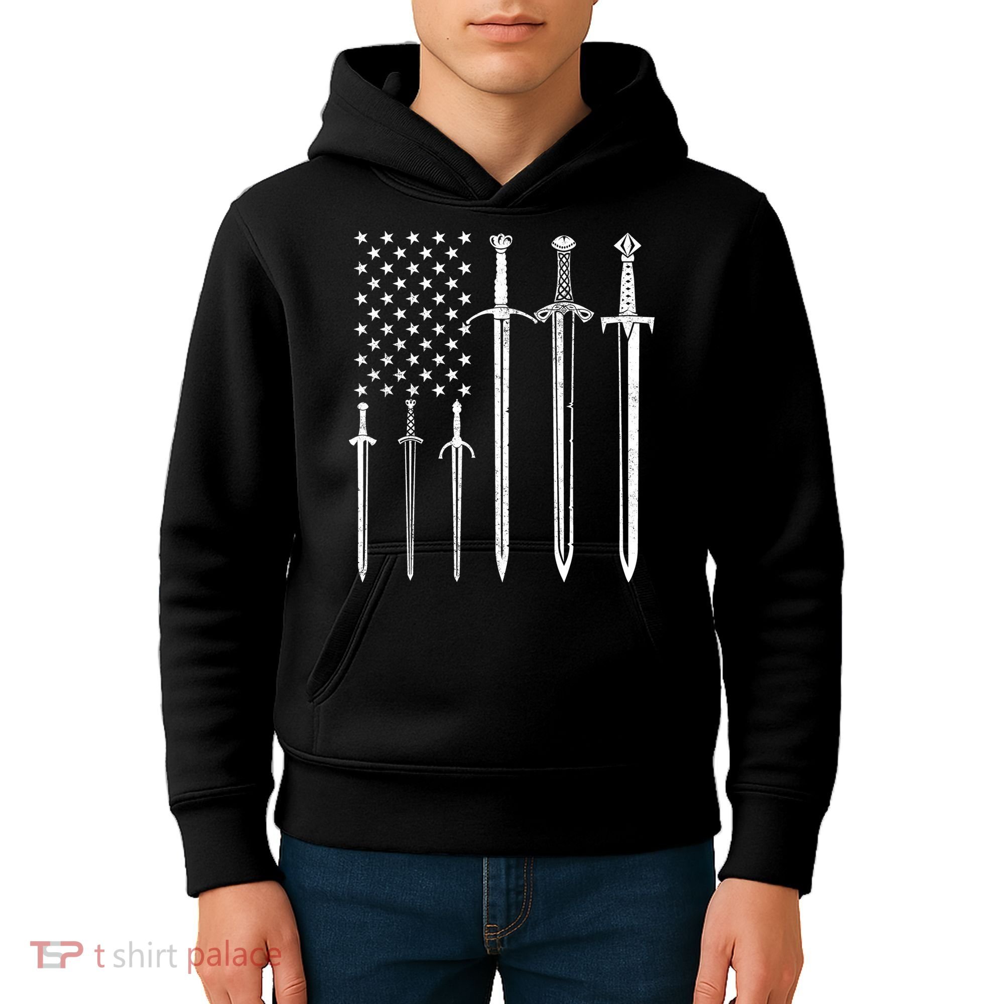 Sword American Flag Kids Hoodie