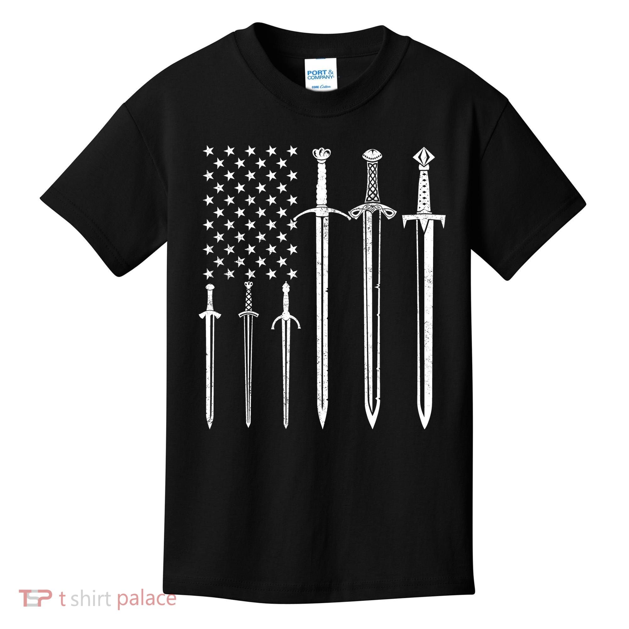 Sword American Flag Kids T-Shirt