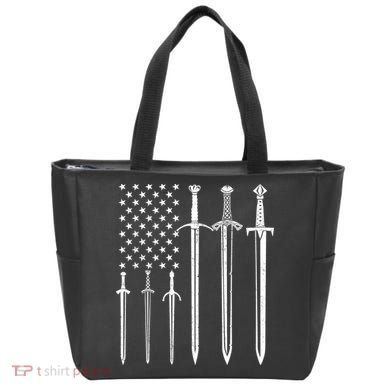 Sword American Flag Tote Bag